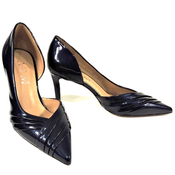 WOMEN'S BLUE PATENT LEATHER PAMPS - Picture 2 of 8